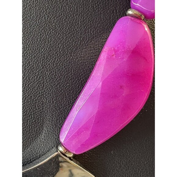 RLM STUDIO 925 SILVER WITH JADEITE PURPLE STONES Dyed? CHOKER STATEMENT NECKLACE - Picture 3 of 16